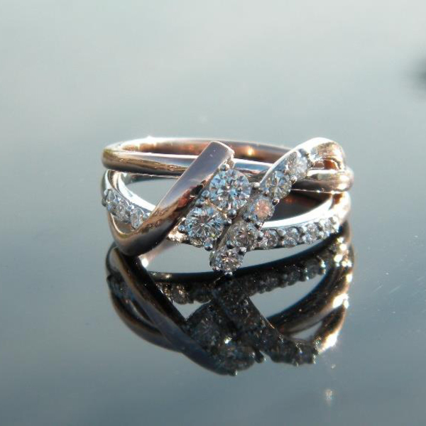 Rose and White Gold Diamond Ring Custom83-After1-28 Rose and White Gold Diamond Ring Custom83-After1-28