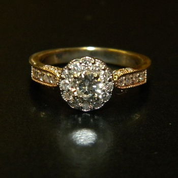 photo number one of Antique Styled Diamond Halo Ring item Custom90