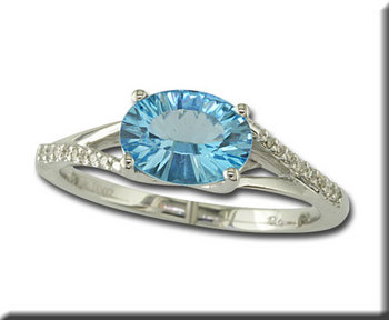 photo number one of 14K White Gold Blue Topaz/Diamond Ring item RPF049B22WI