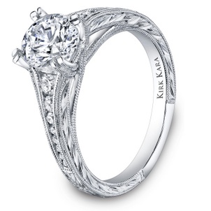 April Birthstone of the Month - Diamond Hand-engraved engagement ring-22