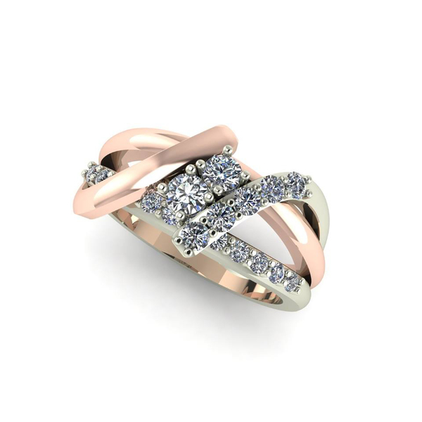Rose and White Gold Diamond Ring Custom83-Before3-76