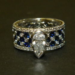 Diamond and Sapphire Wide Band Ring 