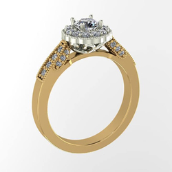 Antique Styled Diamond Halo Ring 