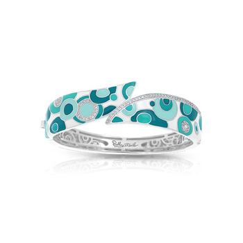 photo number one of Groovy White & Aqua Bangle item 07-02-16-1-04-02-M