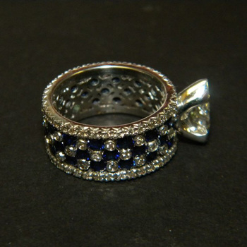 photo number six of Diamond and Sapphire Wide Band Ring item Custom73