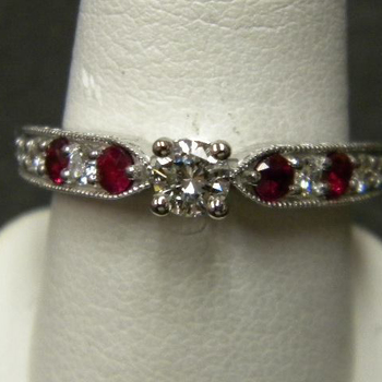 photo number five of Antique Style Diamond and Ruby Ring item Custom77