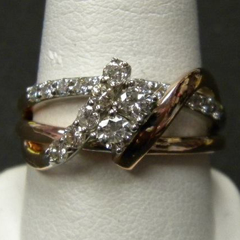 photo number three of Rose and White Gold Diamond Ring item Custom83