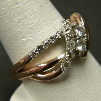 photo number four of Rose and White Gold Diamond Ring item Custom83