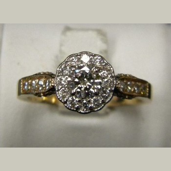 photo number six of Antique Styled Diamond Halo Ring item Custom90