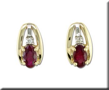 photo number one of 14K Yellow Gold Ruby/Diamond Earrings item E35DLAR4I-P