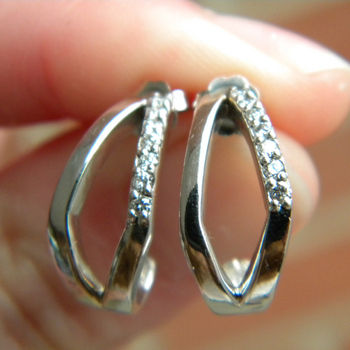 photo number one of J-Hoop Diamond Earrings item Custom23