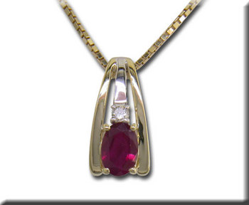 photo number one of 14K Yellow Gold Ruby/Diamond Pendant item P46DLAR4I-CH