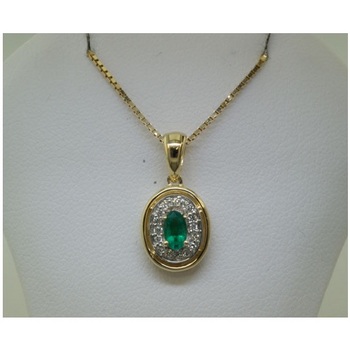 photo number one of 14K Yellow Gold Emerald W Rhodium Diamond Area Pendant  item PCC023E23CI