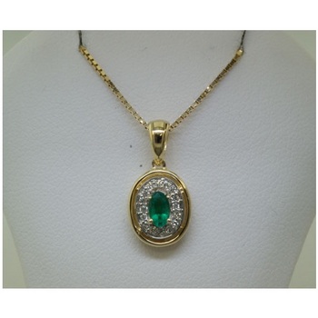 photo number one of 14K Yellow Gold Emerald W Rhodium Diamond Area Pendant item PCC023E23CI