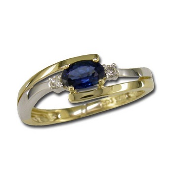 photo number one of 14K White Gold Blue Sapphire/Diamond Ring  item R46DLAS3WI