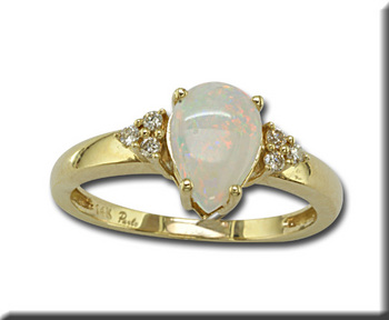 photo number one of 14K Yellow Gold Natural Opal/Diamond Ring item R96DFN2I