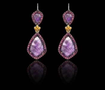 photo number one of Amethyst Teardrop Earrings item SILE541