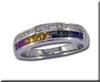 photo of 14K White Gold Rainbow Sapphire/Diamond Ring item R20DMGRSWI